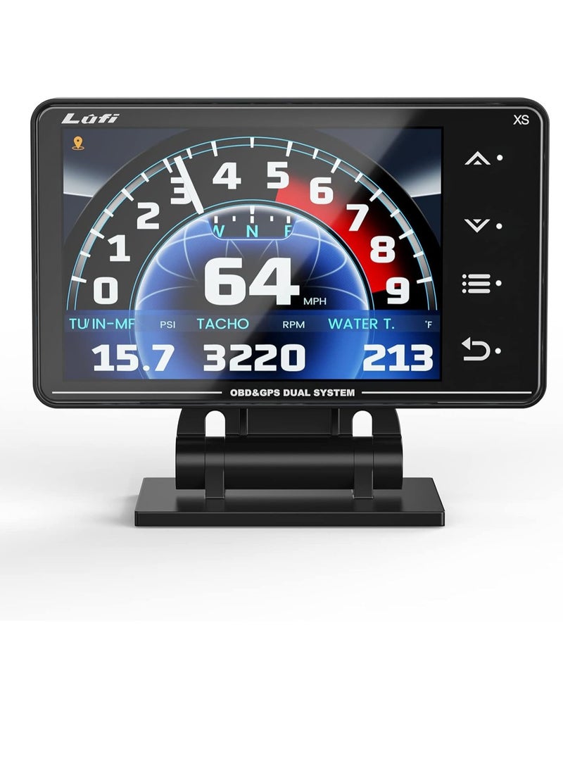 Lufi Xs Obd2 Gauge Display, GPS Speedometer,car inclinometer, Boost Gauge, RPM Meter, Heads up Display - Image 1