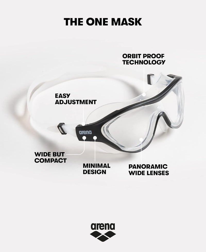 ARENA Unisex Adult The One Swim Mask Fitness Swimming Goggles - Clear/Black - Image 2