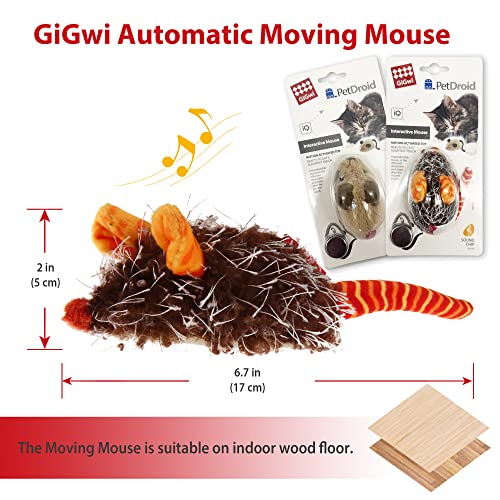 Gigwi Interactive Cat Toys for Indoor Cats, Cat Mouse Toys 2 Pcs with Electronic Realistic Squeaky Sound, Automatic Moving Kitten Toys Electric Mice Toy Self Play Exercise(Brown & Orange Ears) - Image 2