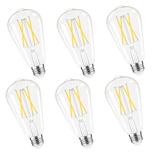 GvvooHome Dimmable Edison Bulbs, 4000K Daylight White, 6W Equivalent to 60 watt E26 LED Bulb, ST58 Vintage Light Bulbs, 600LM, 90+ CRI, E26 Base, Clear Glass, 6 Pack - Image 1