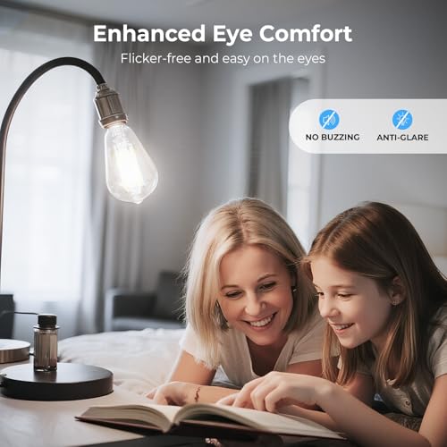 GvvooHome Dimmable Edison Bulbs, 4000K Daylight White, 6W Equivalent to 60 watt E26 LED Bulb, ST58 Vintage Light Bulbs, 600LM, 90+ CRI, E26 Base, Clear Glass, 6 Pack - Image 5