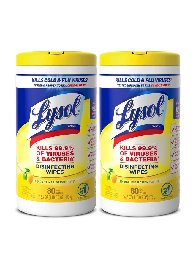 Lysol Disinfectant Wipes Multi-Surface Antibacterial Cleaning Wipes For Disinfecting and Cleaning Lemon and Lime Blossom 80 Count (Pack of 2) - Image 1