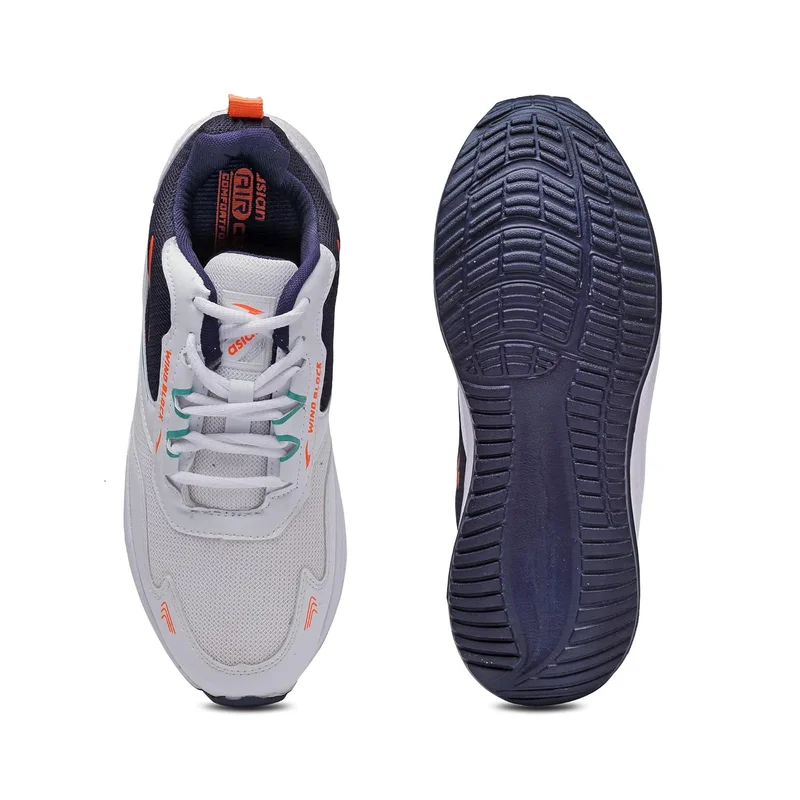 Asian Men's White Orange Sports Sneakers for Boys