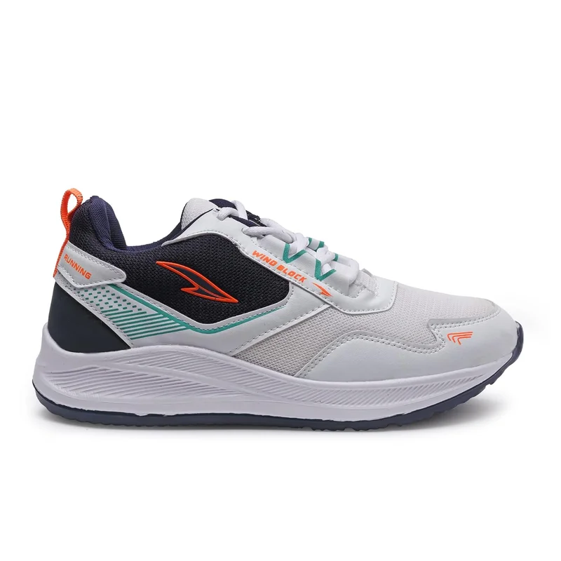 Asian Men's White Orange Sports Sneakers for Boys