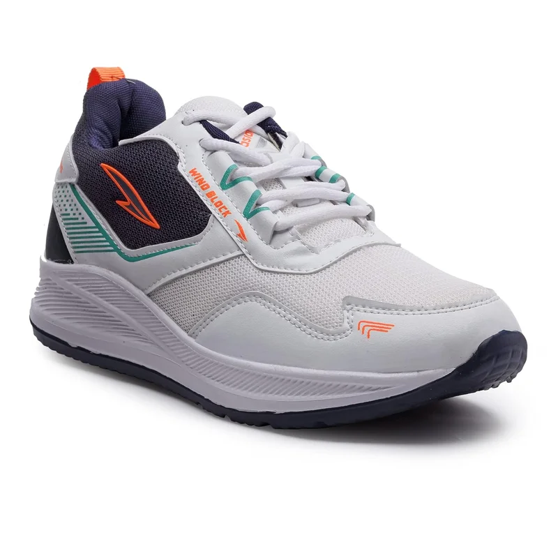 Asian Men's White Orange Sports Sneakers for Boys