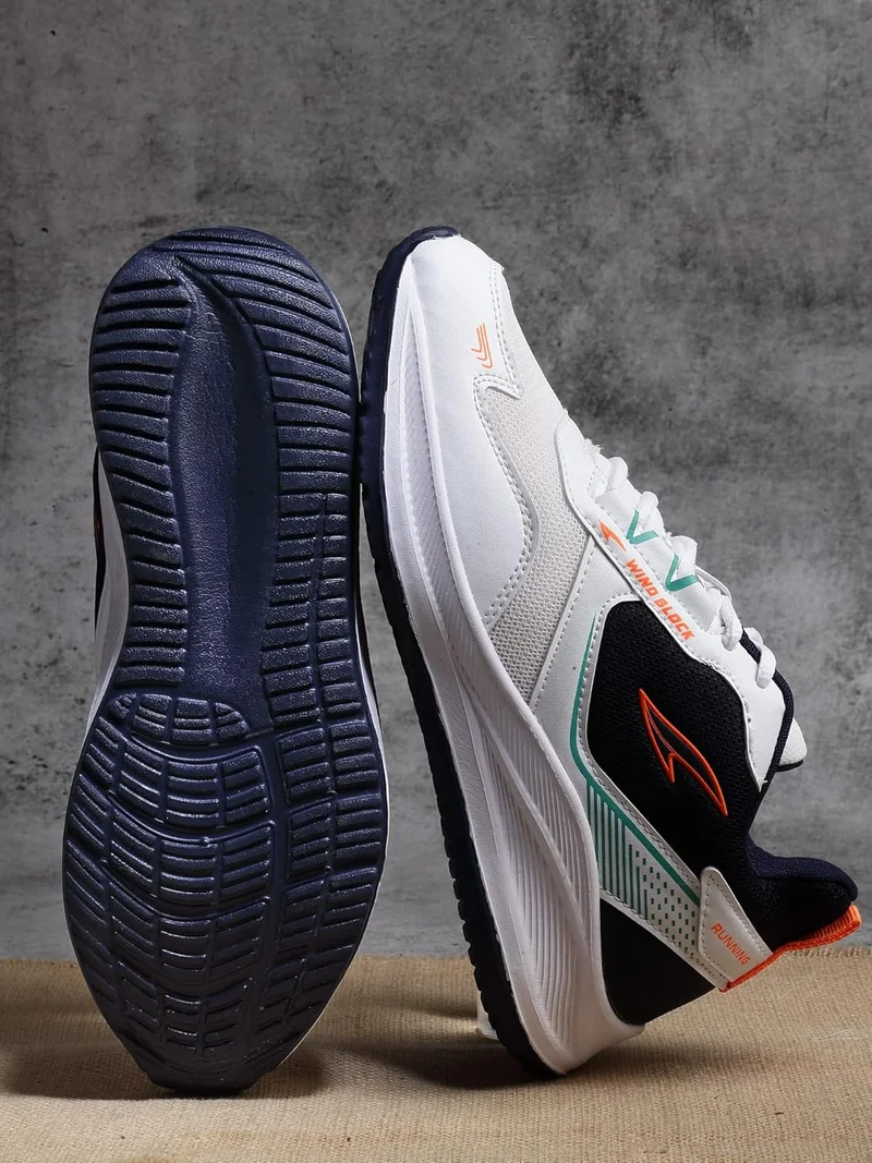 Asian Men's White Orange Sports Sneakers for Boys