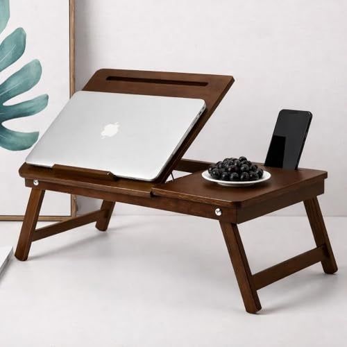 DDS Dream Decor Shoppee Wood Portable Laptop Table Adjustable Height With 1 Drawer (Brown) - Image 1