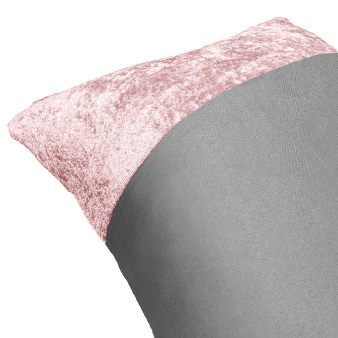 KING SIZE BEDDING SET SUPER SOFT WARM COSY LUXURIOUS BLUSH PINK CRUSHED VELVET BAND DESIGN STYLISH SILVER GREY KING SIZE QUILT COVER SET WITH PILLOWCASES