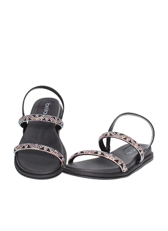 بيرا ريو Beira Rio Ladies Flat Sandals Black | Made In Brazil