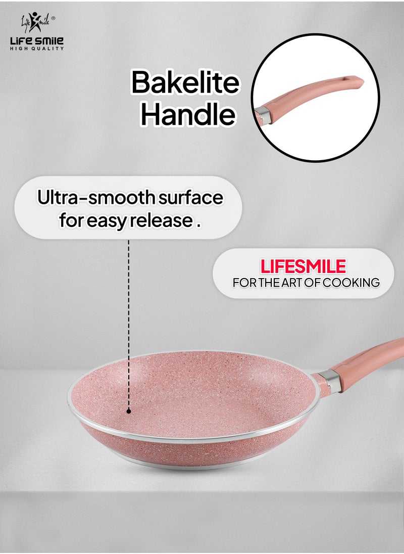 Life Smile - 20 CM, 24 CM, 28 CM Essential Frypan set Strong Aluminum Body with Granite Coating and Heat Resistant Silicone Finish Handle Nonstick Fish Frying pan - Image 1