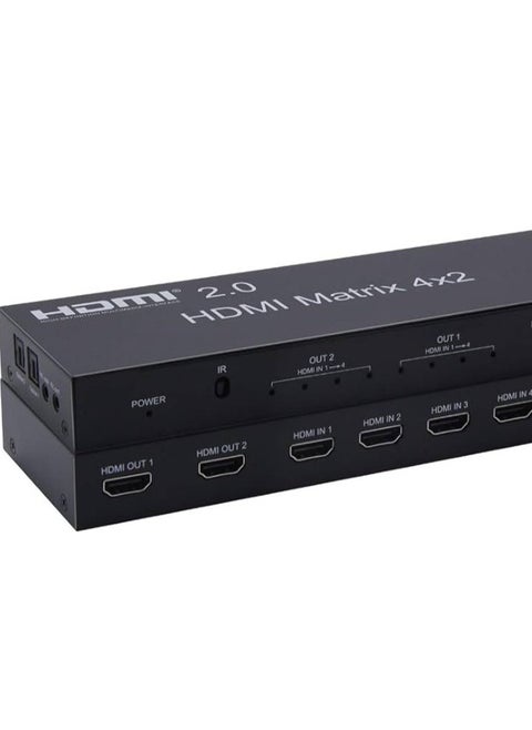 HDMI Matrix Switcher 4X2 with Multiview, HDMI Multi-Visor Quad Multi-viewer Dual Monitor 4K HDMI 4 in 2 Out Multiviewer