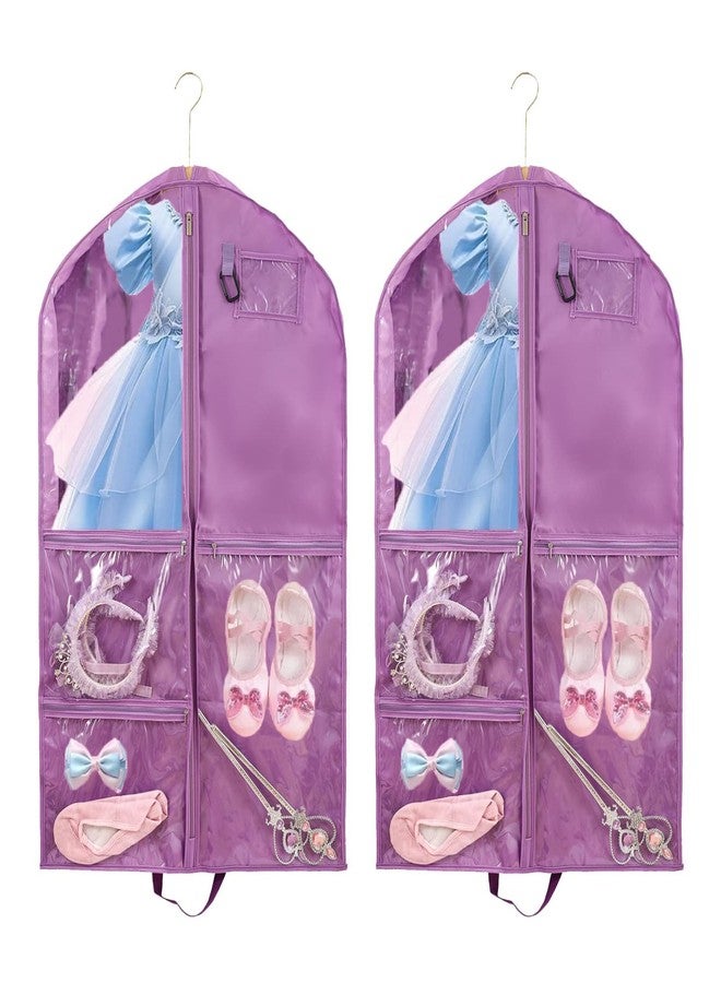 SEHXIM 40Inch Travel Storage Hanger for Dance Competitions - Waterproof Kids Garment Bags (Purple, 2 Pack) - Image 1