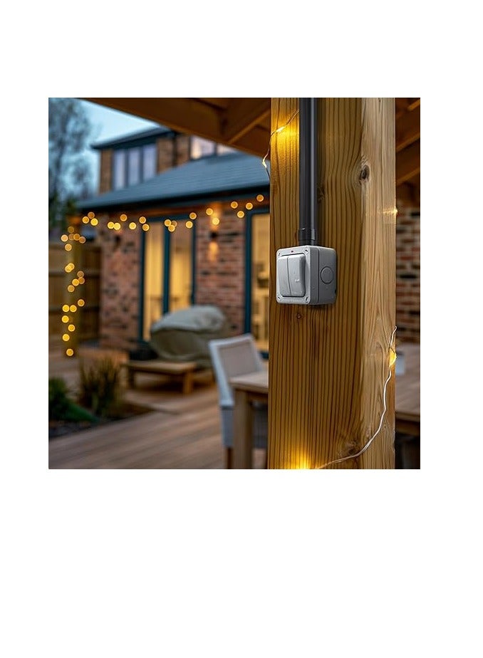 BG Masterplug BG Electrical WP42-01 Single 2-Way, 2-Switch Outdoor Weatherproof Switch, IP66 Rated, 20 Amp, Grey - Image 5