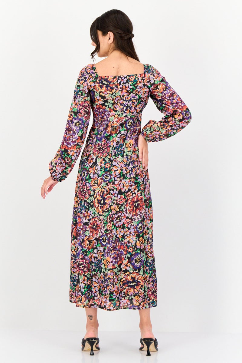 Another Sunday Women Floral Print Casual Midi Dress, Multicolor - Image 3