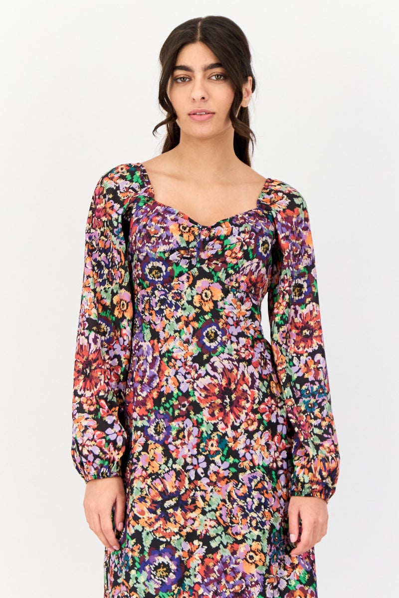 Another Sunday Women Floral Print Casual Midi Dress, Multicolor - Image 4