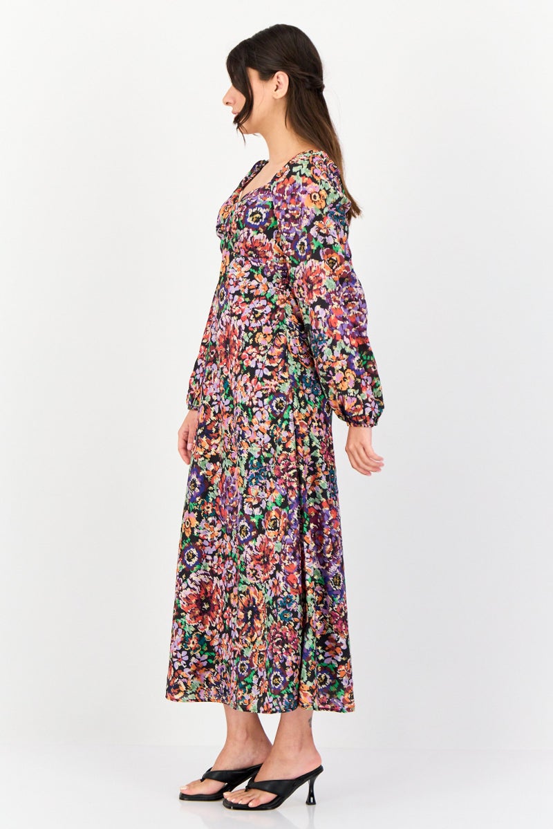 Another Sunday Women Floral Print Casual Midi Dress, Multicolor - Image 2