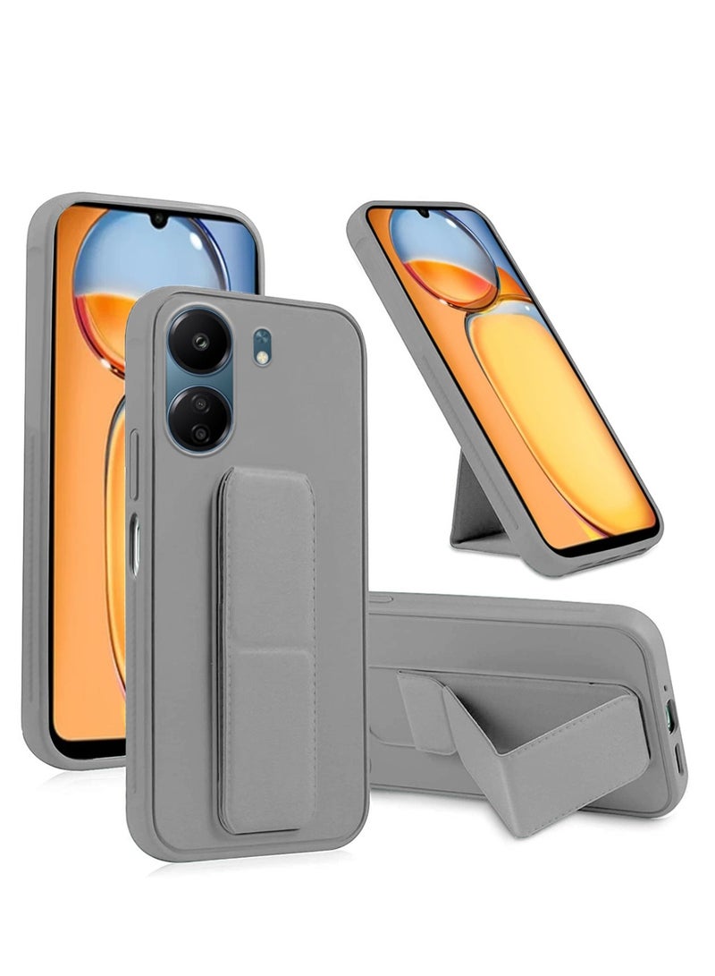 Techie حافظة يد آمنة مغناطيسية سيليكونية متميزة مع قاعدة قابلة للطي لهاتف Xiaomi Redmi 13C – رمادي - Image 1