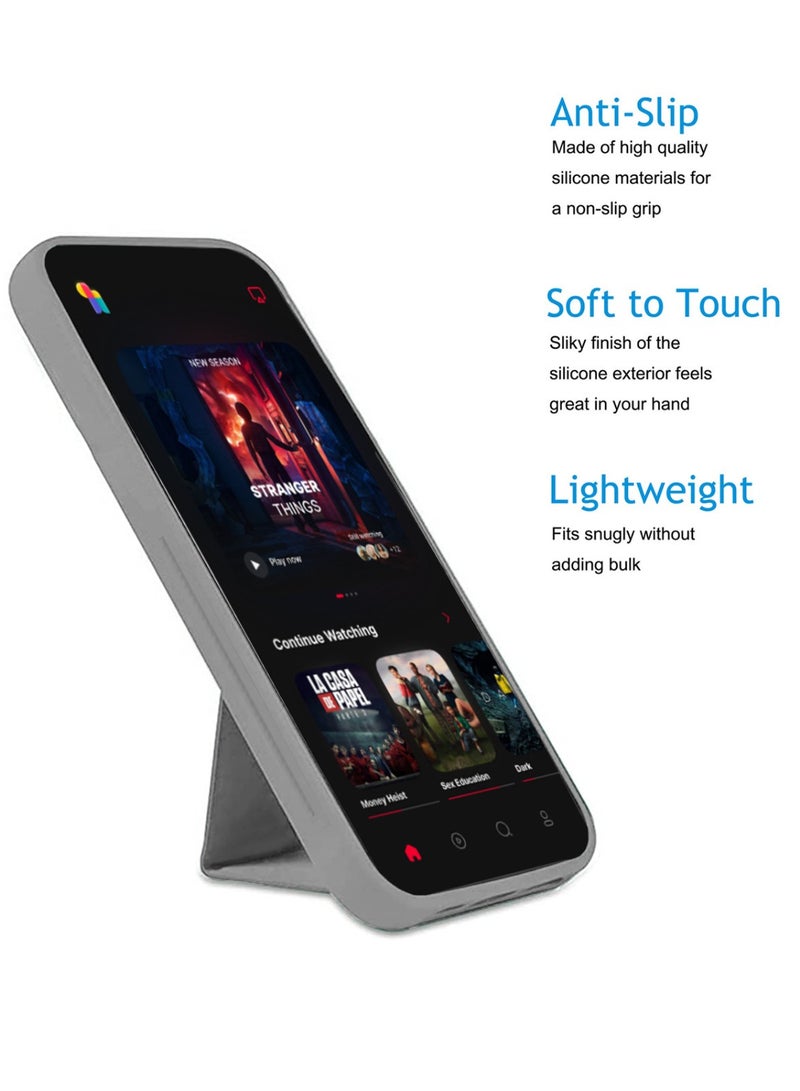 Techie حافظة يد آمنة مغناطيسية سيليكونية متميزة مع قاعدة قابلة للطي لهاتف Xiaomi Redmi 13C – رمادي - Image 5