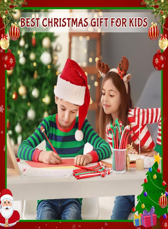 Tenceur 60 Pcs Christmas Pens Bulk Stress Relief Bobblehead Pens Christmas Santa Snowman Red Green White Xmas Theme Pen Xmas Gifts Daily Writings - Image 4