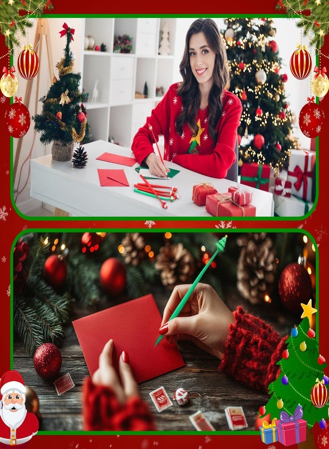 Tenceur 60 Pcs Christmas Pens Bulk Stress Relief Bobblehead Pens Christmas Santa Snowman Red Green White Xmas Theme Pen Xmas Gifts Daily Writings - Image 5