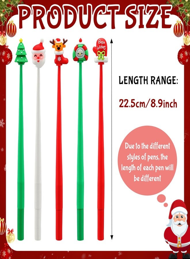 Tenceur 60 Pcs Christmas Pens Bulk Stress Relief Bobblehead Pens Christmas Santa Snowman Red Green White Xmas Theme Pen Xmas Gifts Daily Writings - Image 2
