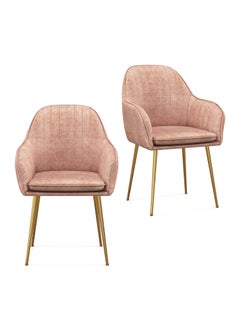 Bharat Bhavishya Bharat Bhavishya Craft Mid Century Modern Lounge Chair Arm Chair Cushioned Lounge Chair Single Seater Chairs Armchair Luxury Rest Chair Pink 2 Pcs  - Image 1
