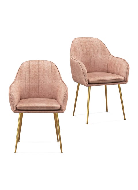 Bharat Bhavishya Craft Mid Century Modern Lounge Chair Arm Chair Cushioned Lounge Chair Single Seater Chairs Armchair Luxury Rest Chair Pink 2 Pcs