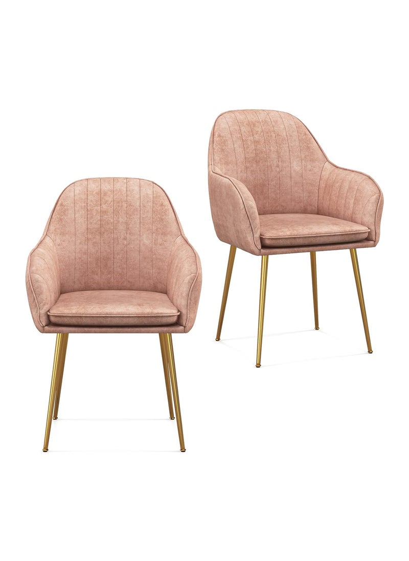 Bharat Bhavishya Craft Mid Century Modern Lounge Chair Arm Chair Cushioned Lounge Chair Single Seater Chairs Armchair Luxury Rest Chair Pink 2 Pcs