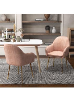Bharat Bhavishya Bharat Bhavishya Craft Mid Century Modern Lounge Chair Arm Chair Cushioned Lounge Chair Single Seater Chairs Armchair Luxury Rest Chair Pink 2 Pcs  - Image 4