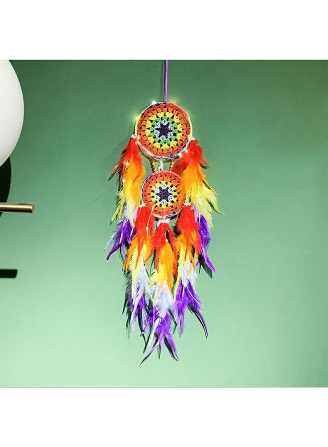 NIBEMINENT Indian Feather Dream Catcher Pendant With Led Light Multicolour 75cm - Image 3