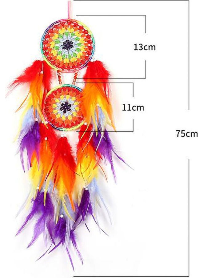 NIBEMINENT Indian Feather Dream Catcher Pendant With Led Light Multicolour 75cm - Image 4