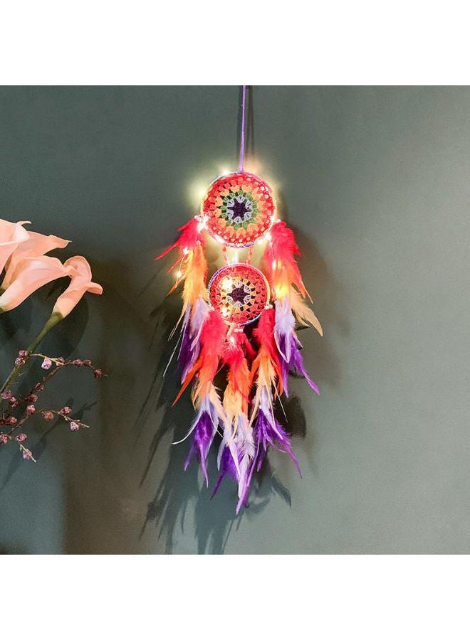 NIBEMINENT Indian Feather Dream Catcher Pendant With Led Light Multicolour 75cm - Image 2