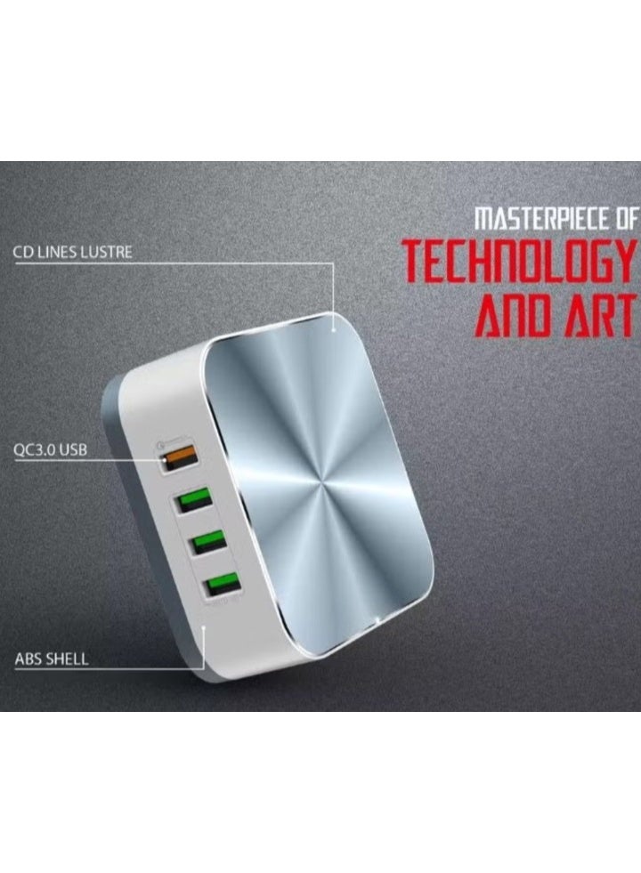 ريبنيو شاحن سريع 50 وات، 8 منافذ USB QC3.0، شاحن سطح مكتب سريع 10 أمبير - Image 2