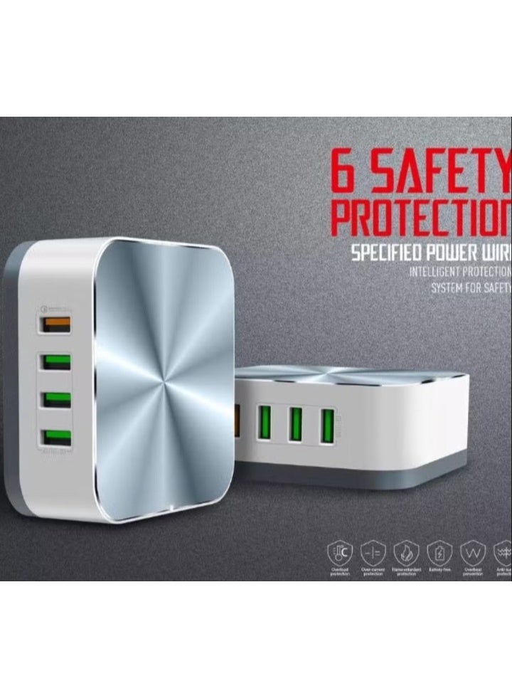 ريبنيو شاحن سريع 50 وات، 8 منافذ USB QC3.0، شاحن سطح مكتب سريع 10 أمبير - Image 4