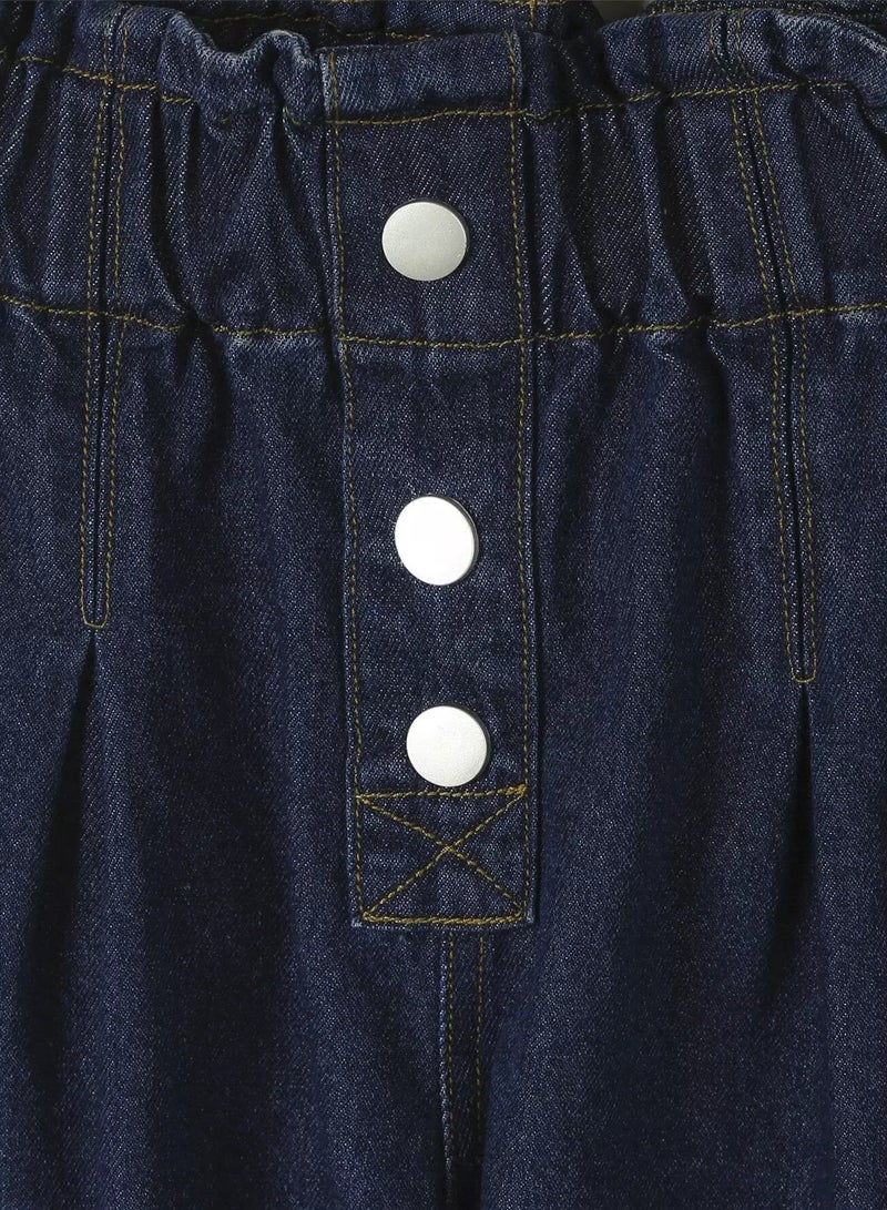 Girls Paperbag Waist Pocket Patched Tapered Jeans  - Image 3