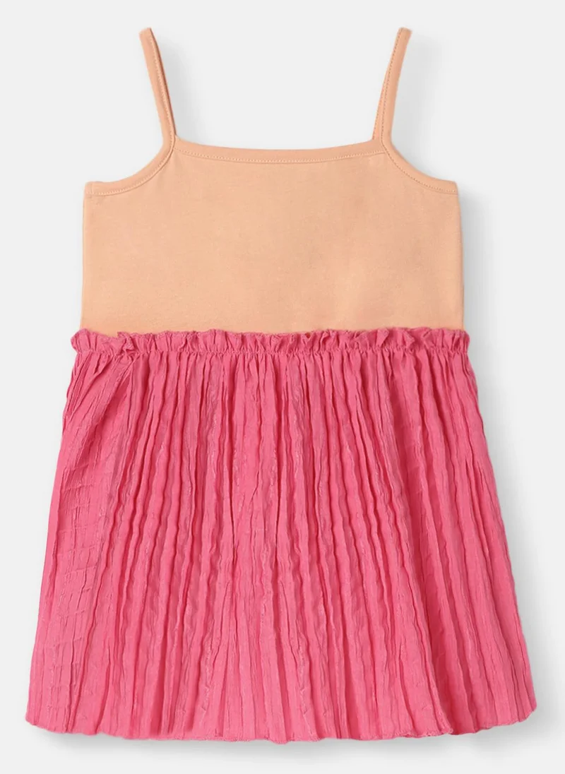 Nautinati Nautinati Girls' Knit and Woven Digital Print Gathered Sleeve Dress