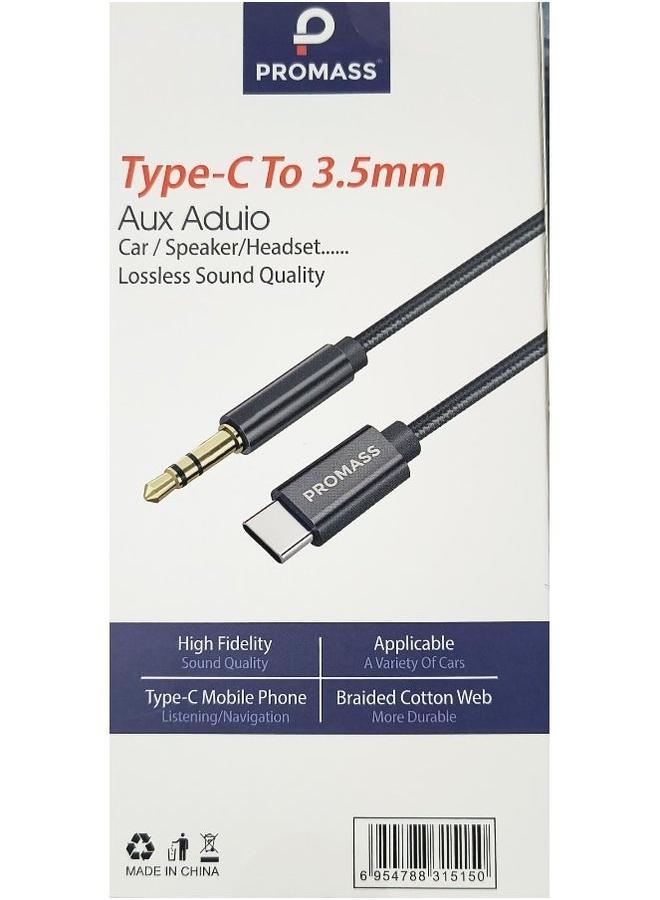 PROMASS Type-C to 3.5mm Audio Cable - High-Fidelity Aux Cable for Car, Speaker, Headset, 100cm, Braided Nylon - Image 4