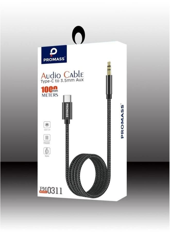 PROMASS Type-C to 3.5mm Audio Cable - High-Fidelity Aux Cable for Car, Speaker, Headset, 100cm, Braided Nylon - Image 2