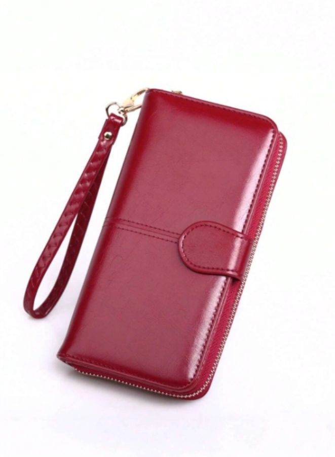 Women's Leather Wallet for everyday use- Women's Clutch with Zipper Coin Purse, Card Holder, and Certificate, Ladies Bracelet Hand Bag - Image 1