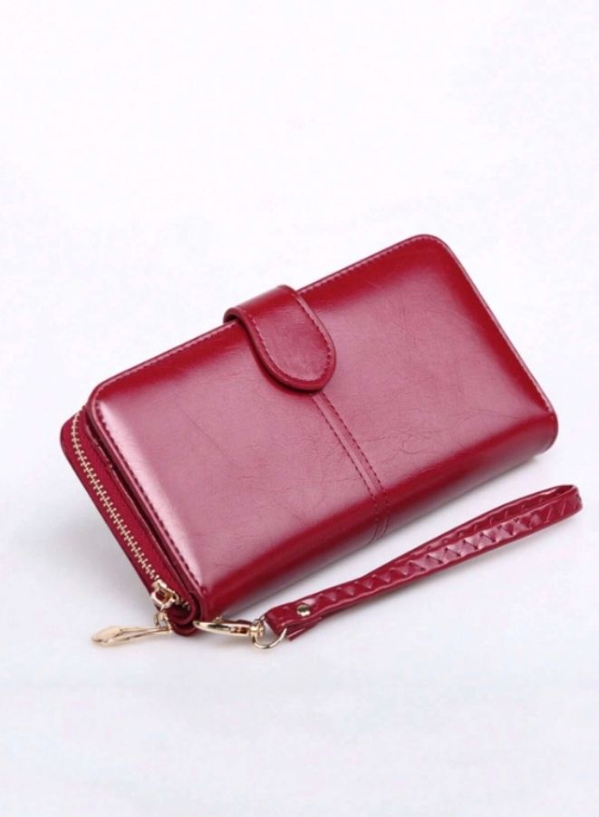 Women's Leather Wallet for everyday use- Women's Clutch with Zipper Coin Purse, Card Holder, and Certificate, Ladies Bracelet Hand Bag - Image 2