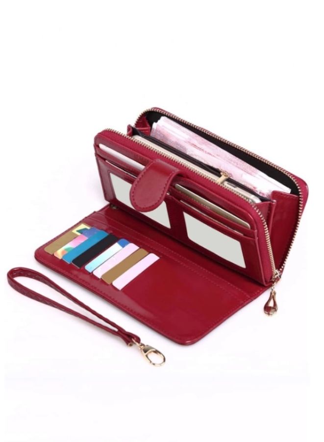 Women's Leather Wallet for everyday use- Women's Clutch with Zipper Coin Purse, Card Holder, and Certificate, Ladies Bracelet Hand Bag - Image 3