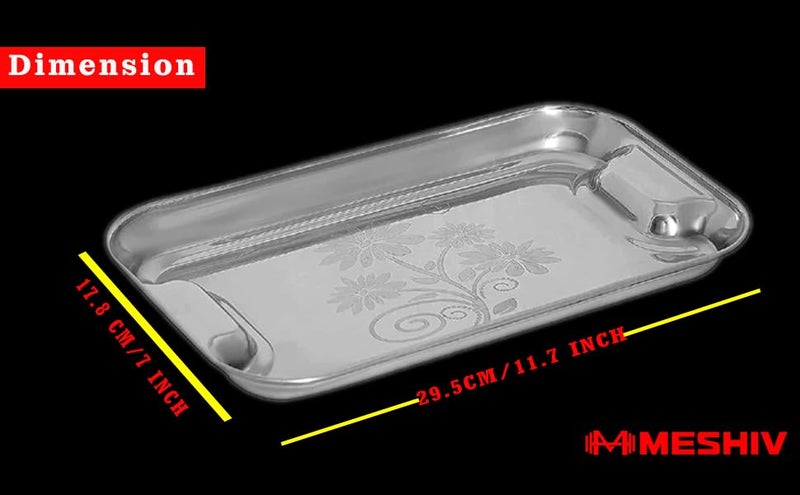 Meshiv Stainless Steel Serving Tray/Lemon Platter with Steel Finish, Rectangular Multipurpose Tray, (Set of 1-Big) - Image 4