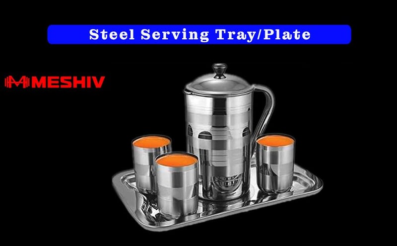 Meshiv Stainless Steel Serving Tray/Lemon Platter with Steel Finish, Rectangular Multipurpose Tray, (Set of 1-Big) - Image 5