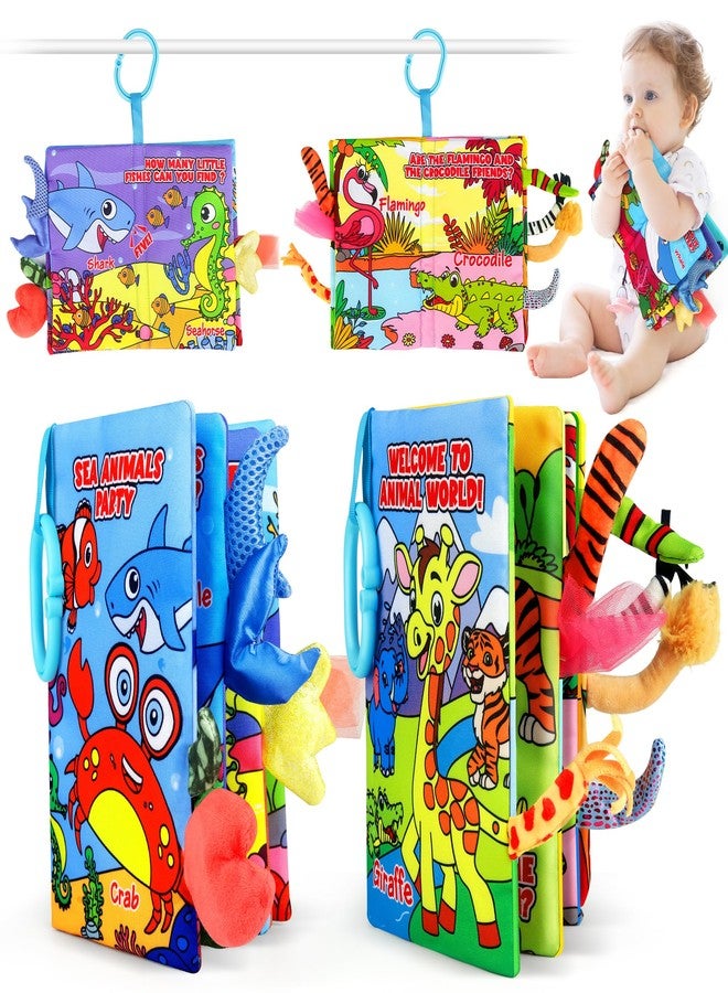 Helsort 2PCS Crinkle Cloth Books - High Contrast Sensory Toys Touch Feel Book for Tummy Time, Infant Travel Essentials Forest Ocean Themes, and Newborn Development Toys 0-18 Months - Image 1
