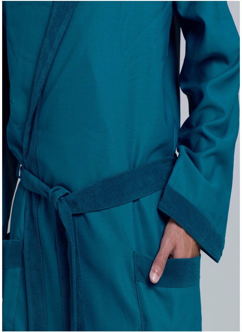 NABAIJI NABAIJI by DECATHLON, Men Bathrobe Soft & Absorbent Indigo Blue  - Image 3