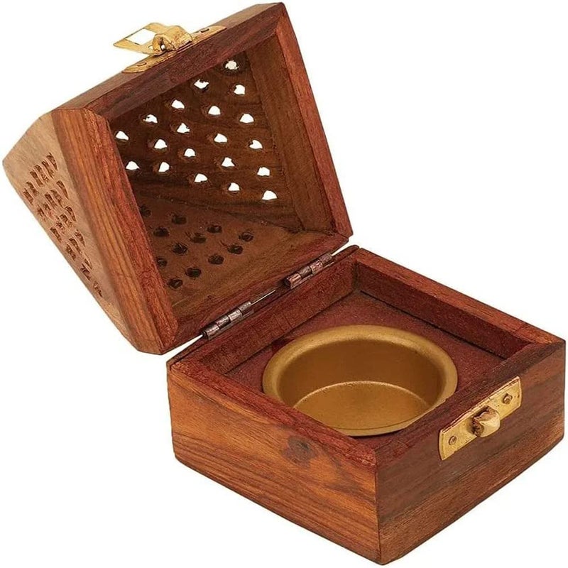 Bless International Bless-International Traditional-Handmade-Burner Wooden-Incense-Stick-Holder Ash-Catcher-Stand for-Aromatherapy-Meditation-Yoga (5 Inch Temple Wooden Charcoal/Cone) - Image 2