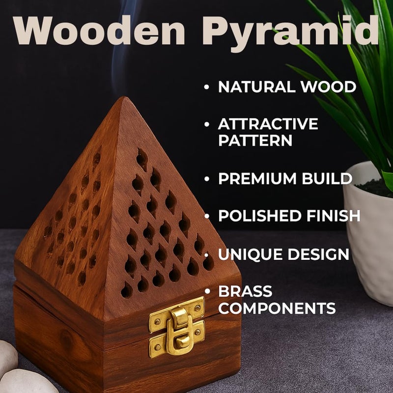 Bless International Bless-International Traditional-Handmade-Burner Wooden-Incense-Stick-Holder Ash-Catcher-Stand for-Aromatherapy-Meditation-Yoga (5 Inch Temple Wooden Charcoal/Cone) - Image 5