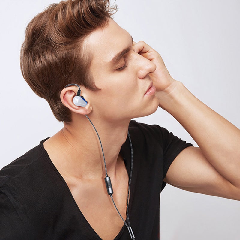 FONGE F4 3.5MM Wired Headphones Double Moving Coil In-ear Headset Heavy Bass Stereo Music Earphone In-line Control with Microphone - Image 3