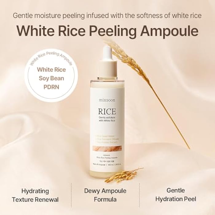 mixsoon White Rice Peeling Ampoule - White rice exfoliant, Gentle Exfoliating Serum for Smooth, Radiant Skin, Dead Skin Cells Remover 100ml / 3.38 fl.oz. Korean Glass Skin Care - Image 2