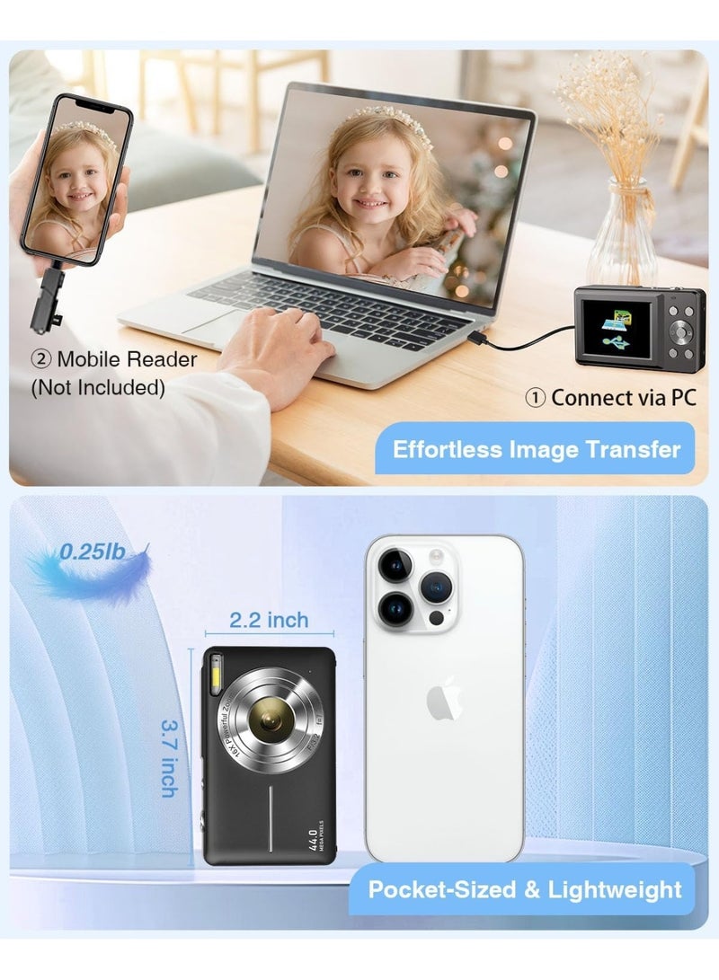 Generic Digital Camera, FHD 1080P Kids Camera 44MP Point and Shoot Digital Cameras with 32GB SD Card, 16X Zoom, One Batteries, Lanyard, Compact Small Camera for Kids Boys Girls  - Image 4